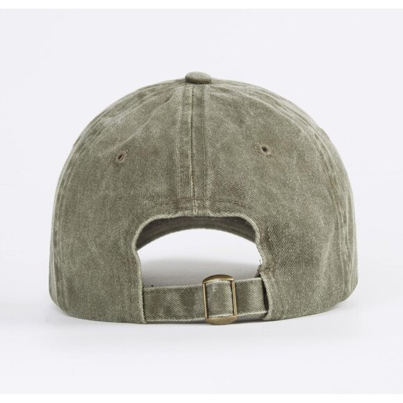 Unisex Washed-army Green Baseball Cap Cotton Fits Washed Denim Adjustable Hat - Picture 3 of 7